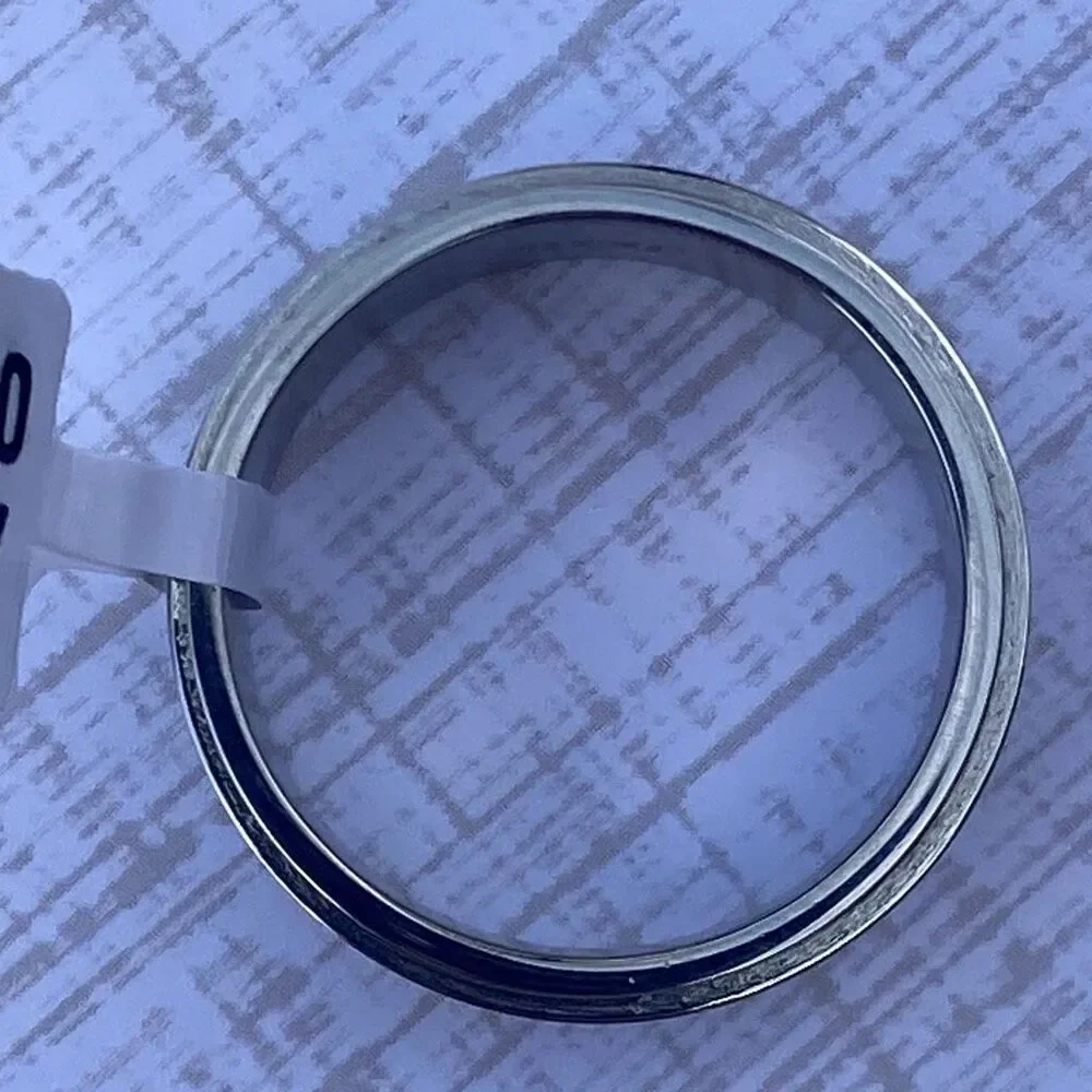 Men’s Spinner Ring Size 10 Stainless Steel Fidget Band Black Wave Design